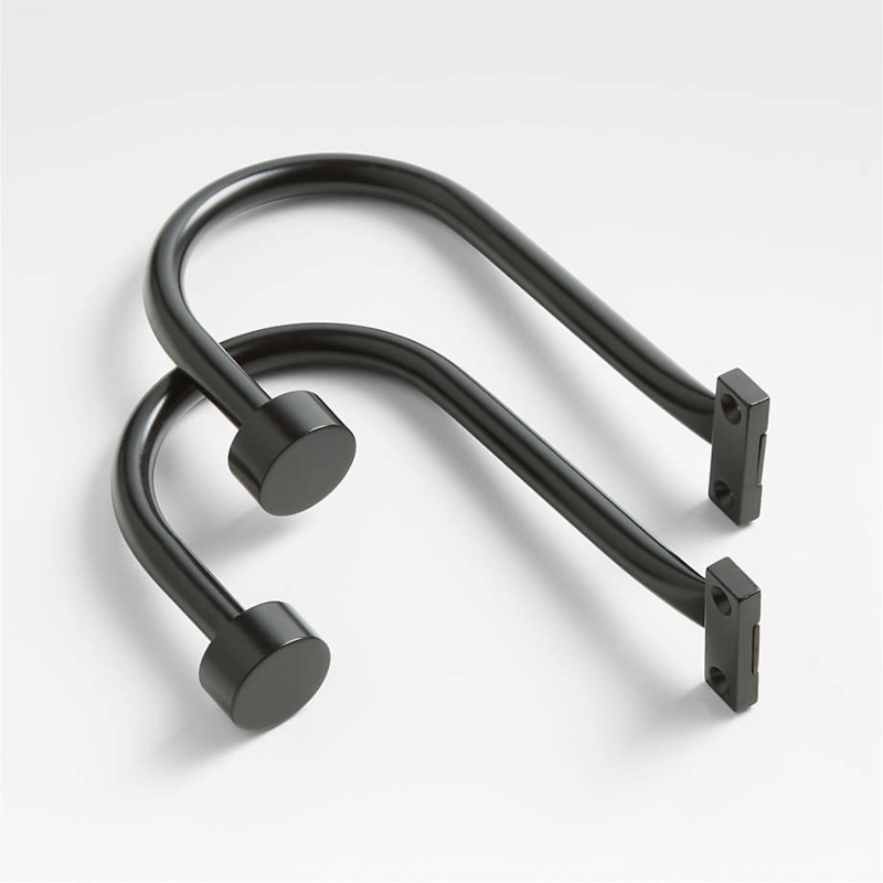 Curtain Tieback Minimalist Matte Black U-Shaped with Circular End Caps