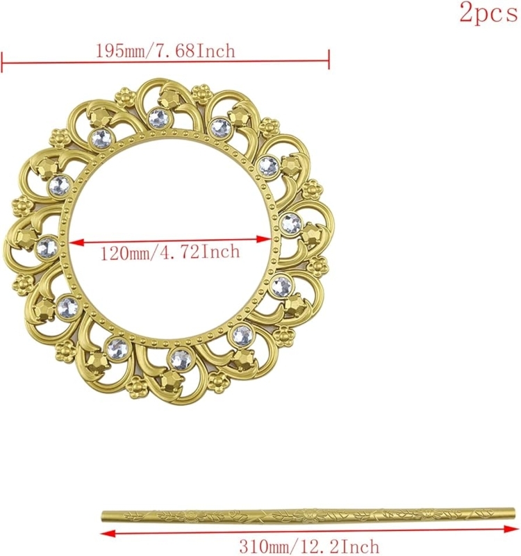 Curtain Tieback Ring, Ornate Scrollwork & Crystal Accents with Fixing Rod