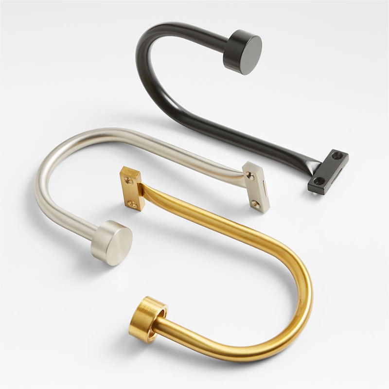Curtain Tiebacks: Sleek Metal J-Shaped Hooks with Circular End Caps