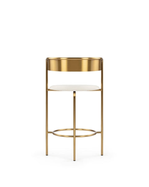 Demi Bar Stool, Oatmeal Brushed Weave and Brass  ICONS