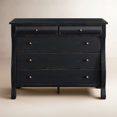 Distressed Black Farmhouse Dresser Sleigh Style Curved Sides