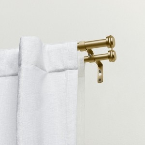 Double Curtain Rod Cap Finials Brushed Gold | Modern Layered Window Hardware