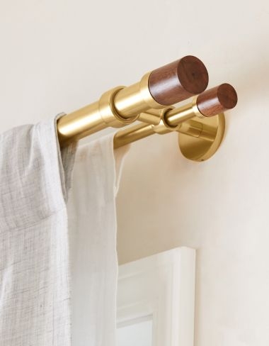 Double Curtain Rod Wood Finials | Mid-Century Modern Window Hardware