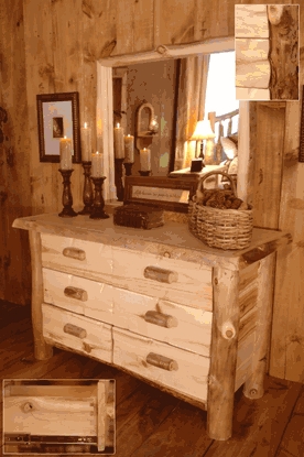 Double Dresser Aspen Wood Appearance Branch Pulls