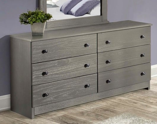 Double Dresser Charcoal Gray with Twelve Round Knobs