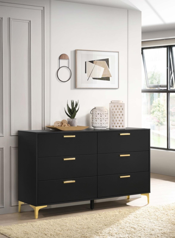 Double Dresser Contemporary Glam with Gold Tapered Legs