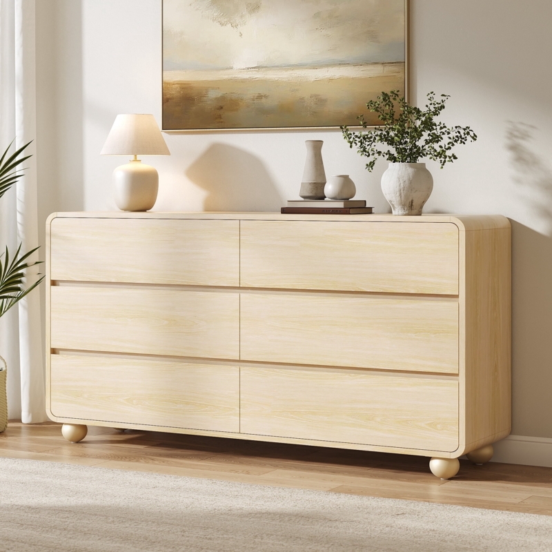Double Dresser Curved Mid Century Silhouette with Ball Feet