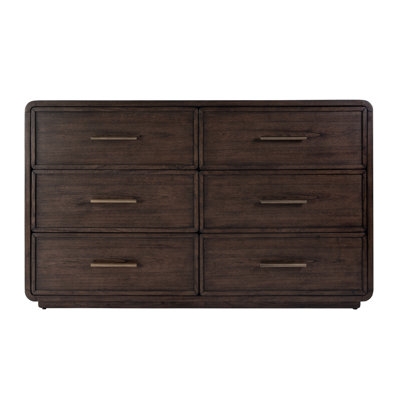 Double Dresser Dark Espresso Bronze Pulls Mid Century Modern