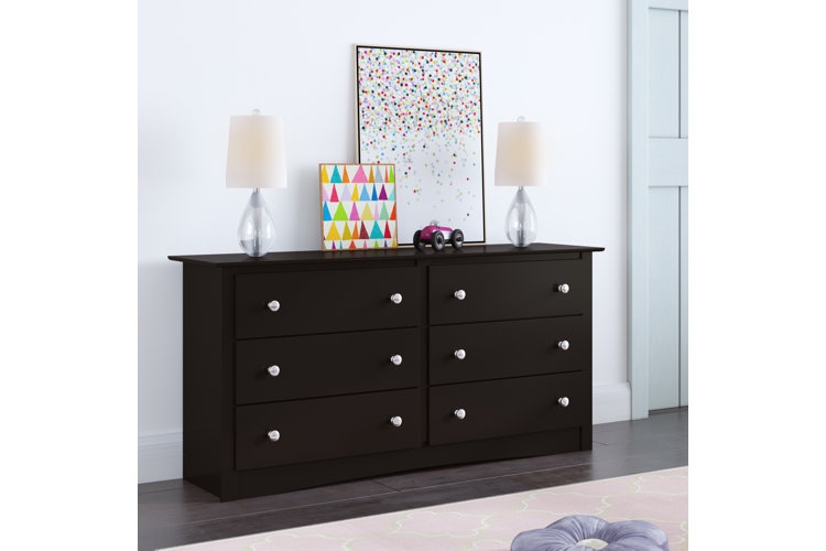 Double Dresser: Dark Espresso, Kickplate Base for Nursery Storage.