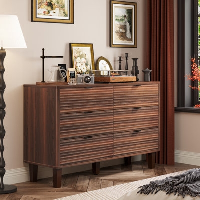 Double Dresser Dark Wood Toned Horizontal Slats Texture