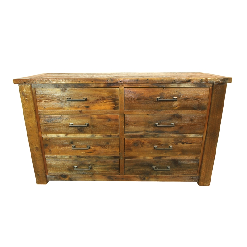 Double Dresser Eight Drawers Rough Hewn Wood Bar Pulls