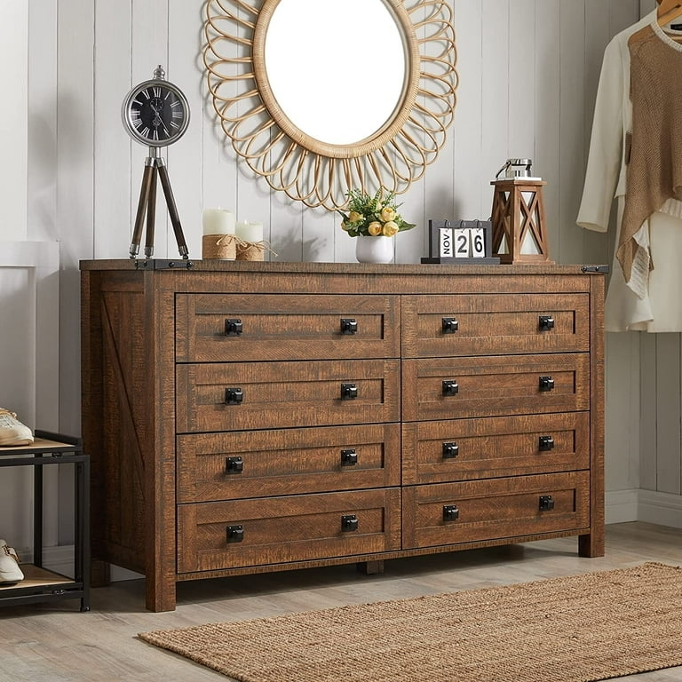 Double Dresser Farmhouse Reclaimed Barnwood Eight Drawer