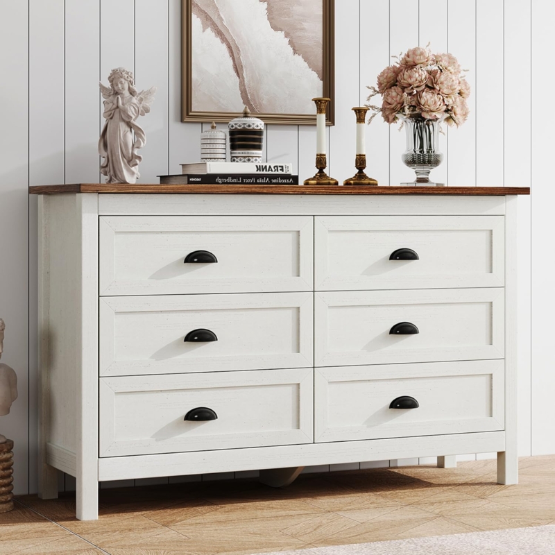 Double Dresser Farmhouse Two-Tone Cup Pulls Framed Fronts