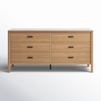Double Dresser Light Oak Tone Horizontal Black Pulls Minimalist