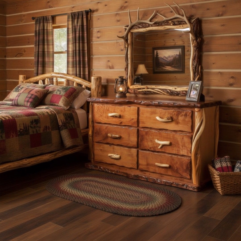 Double Dresser Live Edge Drawers Juniper Log Handles