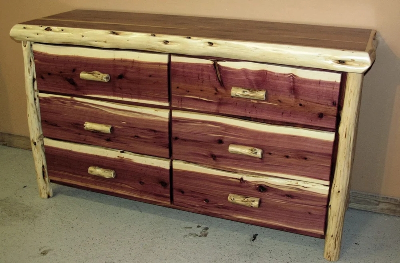 Double Dresser Lodge Style with Two Tone Wood and Log Pulls