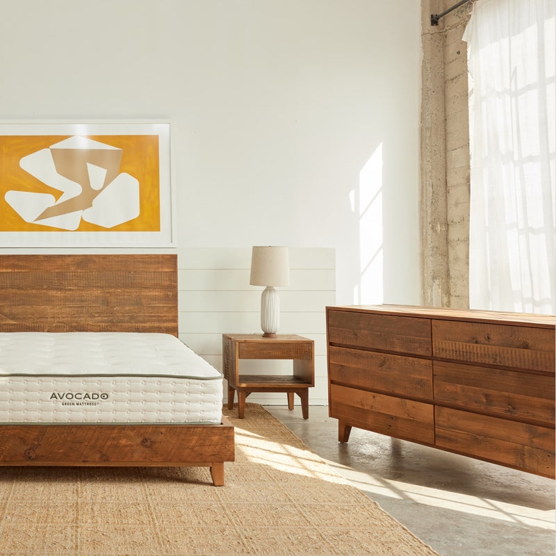 Double Dresser Low Profile Integrated Pulls Natural Reclaimed Wood Set