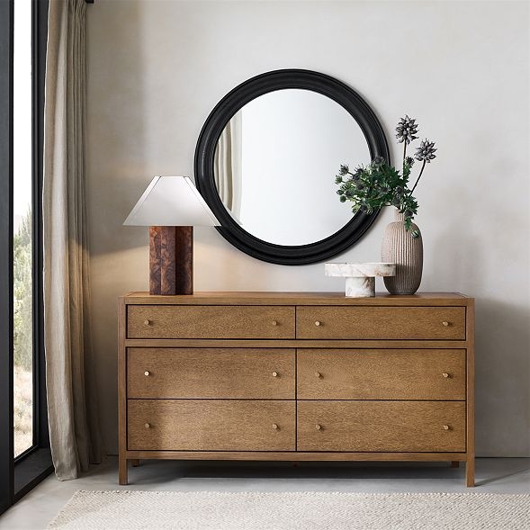 Double Dresser Medium Oak & Black Accent, Modern Organic Styling