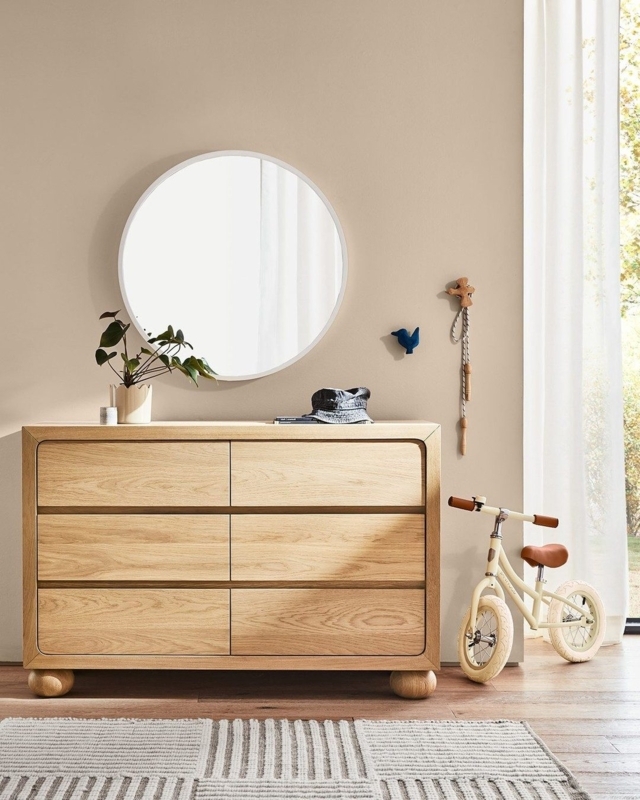 Double Dresser Natural Oak Ball Feet Scandinavian Style Nursery Storage