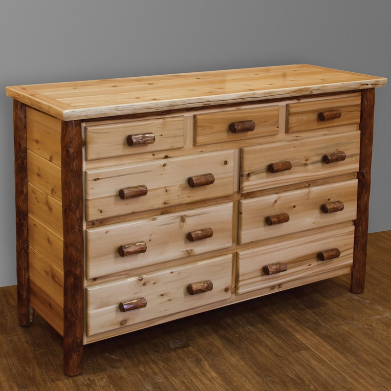 Double Dresser Nine Drawers Natural Log Pulls Blonde Wood
