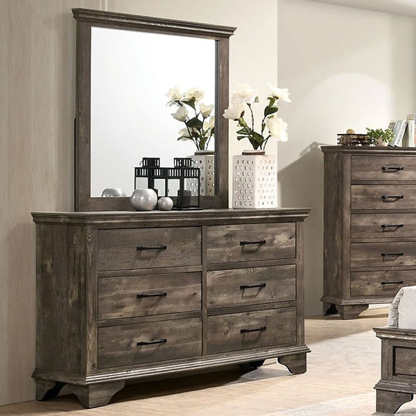 Double Dresser Rustic Weathered Gray with Bracket Feet