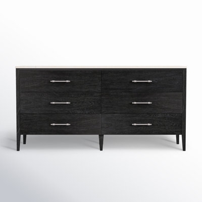 Double Dresser Stone Like Top Charcoal Finish Tapered Feet Transitional
