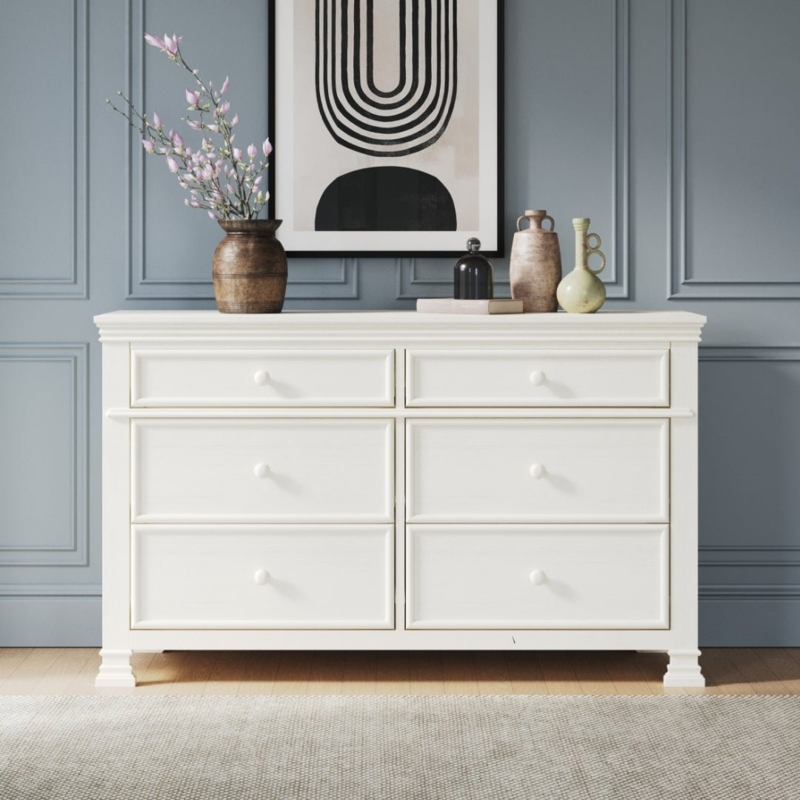 Double Dresser Vintage Linen Turned Feet Framed Fronts