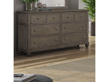 Double Dresser Weathered Charcoal Eight-Drawer Traditional