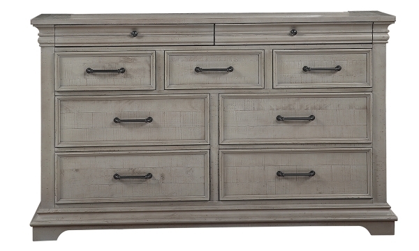 Double Dresser Weathered Gray with Crown Molding