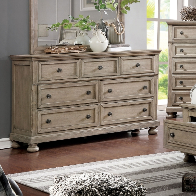 Double Dresser Weathered Grey Finish with Bun Feet