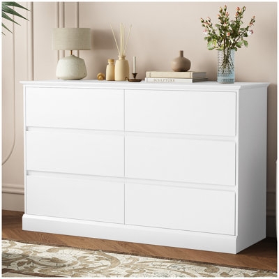 Double Dresser White Handleless Plinth Base Minimalist Recessed