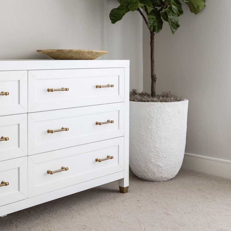 Double Dresser White with Gold Hardware and Ball End Pulls