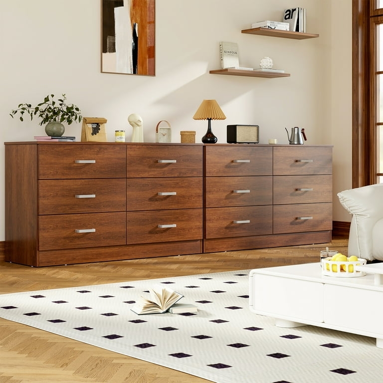 Double Dresser Wide Storage Solution Side-By-Side Arrangement Minimalist