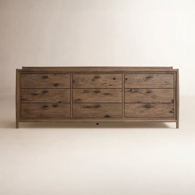 Double Dresser with Inset Drawers, Brown Weathered Finish, Farmhouse Style