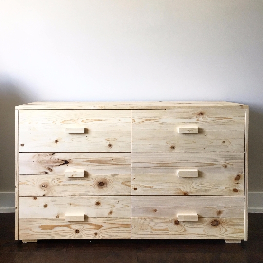 Double Dresser with Visible Knots, Rustic Modern Light Wood Chest