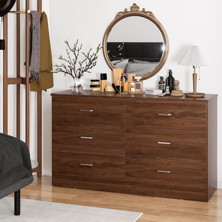 Double Dresser Wood Grain Storage Chest Transitional Plinth Base