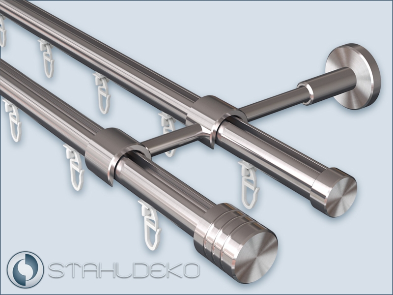 Double Track Curtain Rod System with Integrated Inner Rails