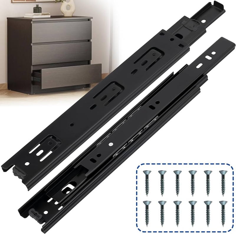 Drawer Slide Black Full Extension Ball Bearing Side Mount Hardware