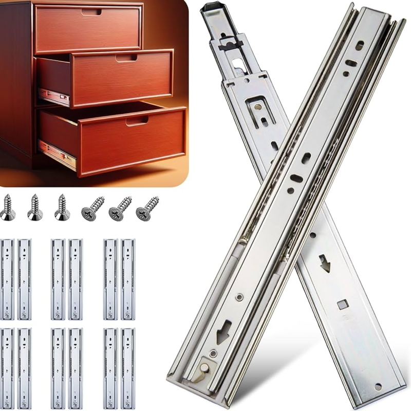 Drawer Slide Soft Close Ball Bearing Full Extension Silver Hardware