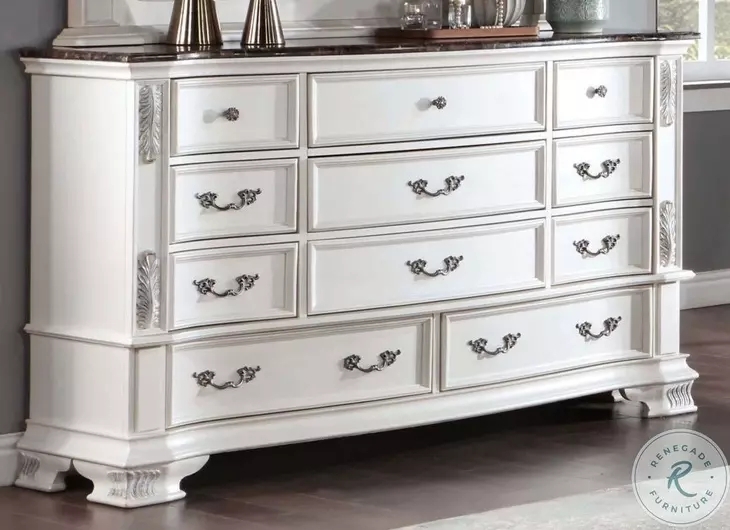 Dresser 11 Drawer Layout Cherry Top Ornate Traditional Style