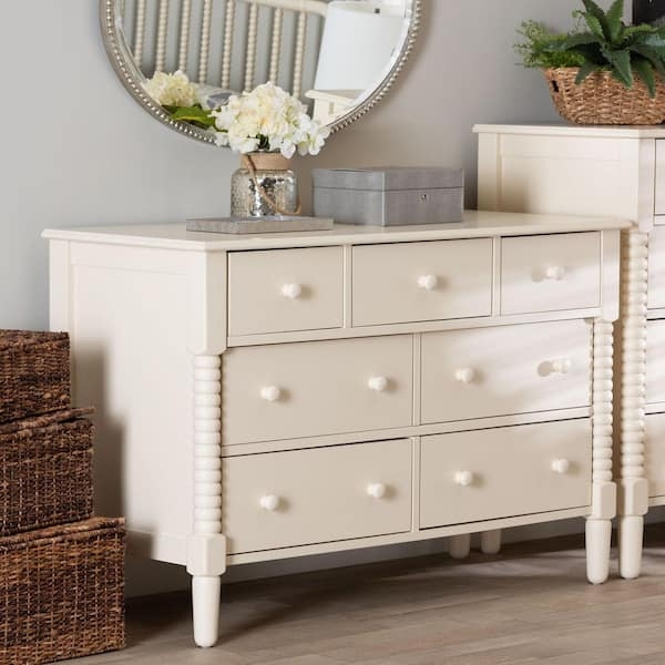 Dresser 7-Drawer Farmhouse Chest with Turned Spindle Legs
