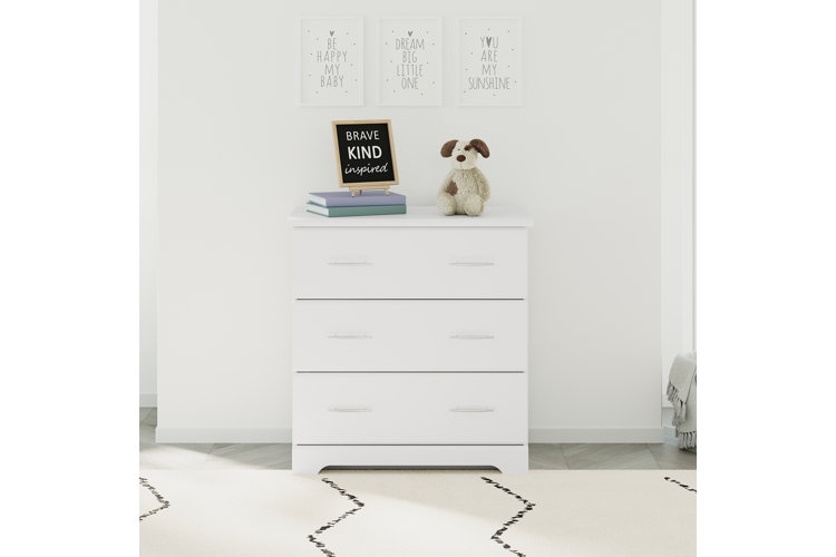 Dresser Arched Base Three Drawers White Nursery Storage
