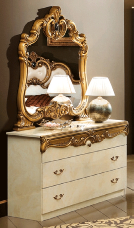 Dresser Barocco Style with Ornate Gold Carvings and Marble Finish