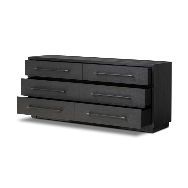 Dresser Black Ash Finish Elongated Bar Pulls Modern Minimalist Style