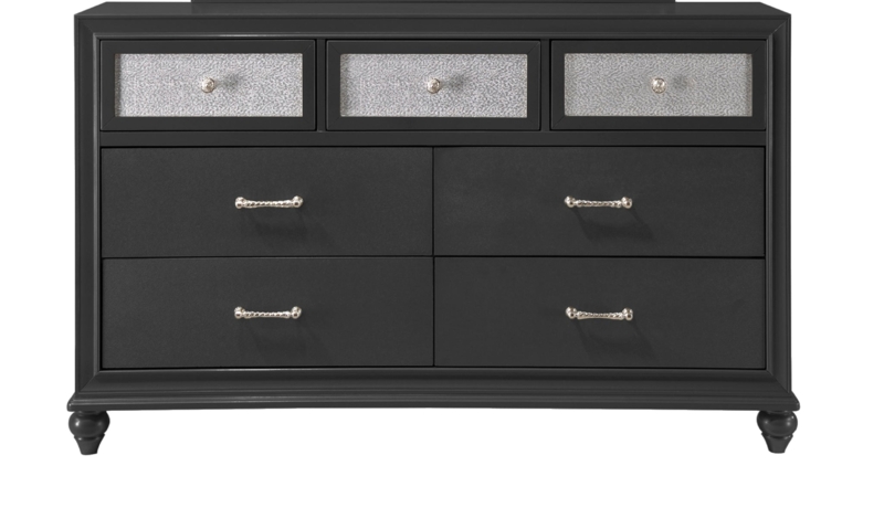 Dresser Black Seven Drawers with Glitter Shimmer Texture