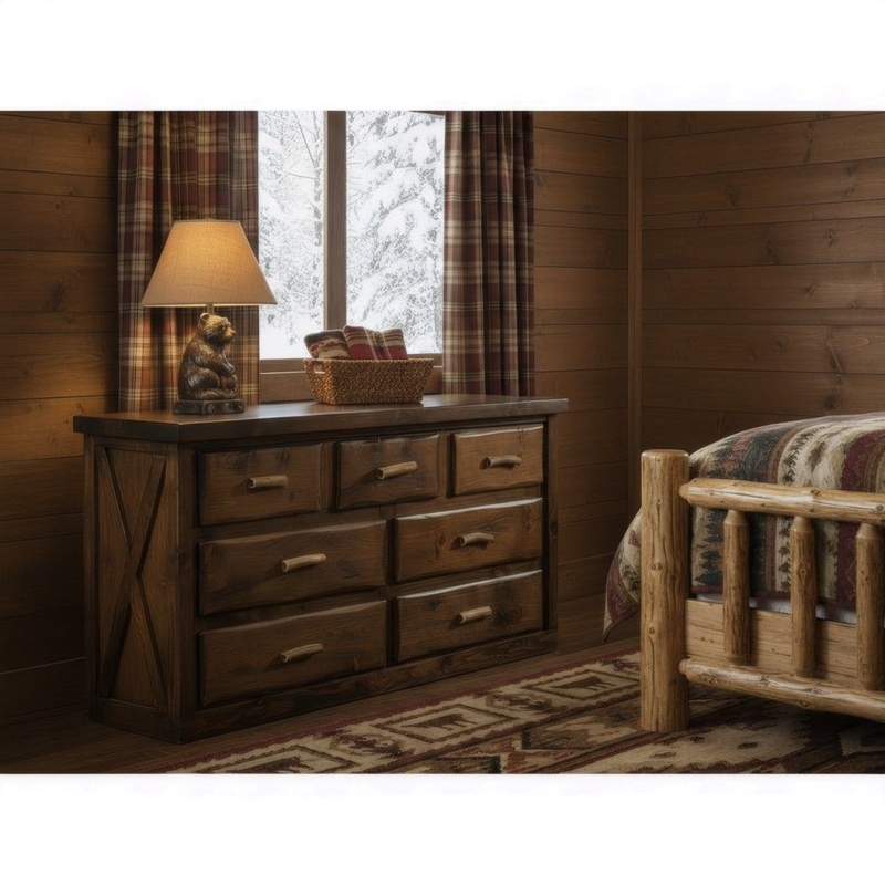 Dresser Branch Pulls X Brace Sides Rustic Lodge Style