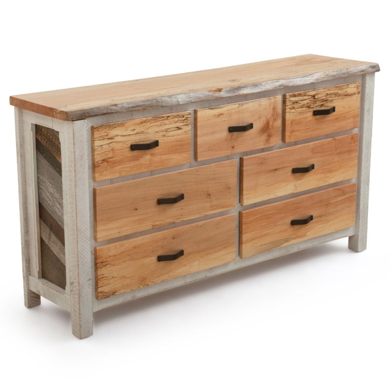 Dresser Chevron Side Panels and Live Edge Top, Rustic Reclaimed Wood