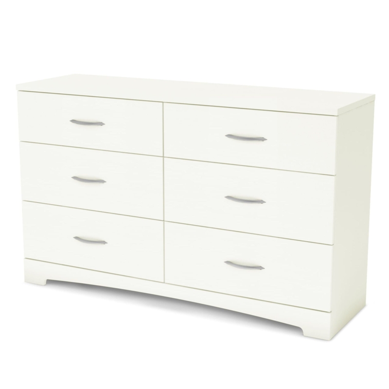 Dresser Curved Metallic Handles Arched Base Six-Drawer Minimalist
