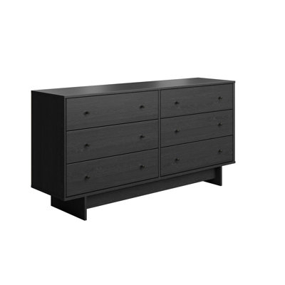 Dresser Dark Espresso Finish Six Drawers Knob Hardware Minimalist