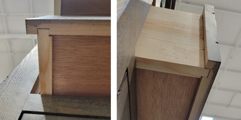 Dresser Drawer Construction Interlocking Joints Wood Grain